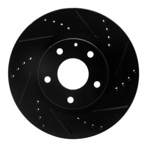 Mazda 3 Brake Rotor (1) - Front Right - R1 Concepts - Drilled & Slotted - Black - `14-`24